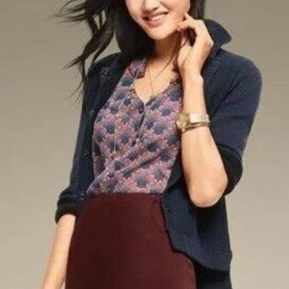 CAbi Fan Collar Sleeveless Blouse Floral Sheer Button-Down Women's Small #3620 - Picture 2 of 16